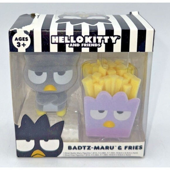 Hello Kitty And Friends HK Flocked Figurine Figure Doll Badtz-Maru French Fries - Picture 1 of 8